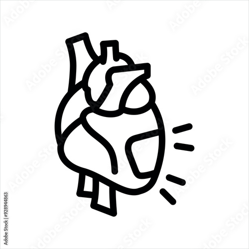 Heart failure line black icon. Signs for web page