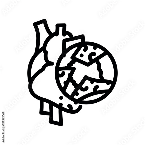 Thrombosis of the heart line black icon. Signs for web page