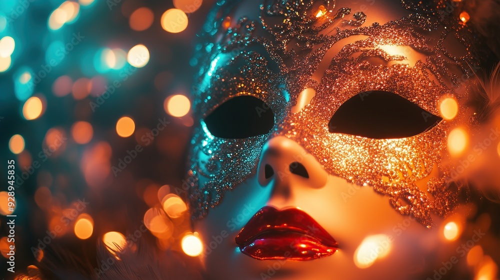 Close-up of a glittering masquerade mask Close-up of a glittering masquerade mask