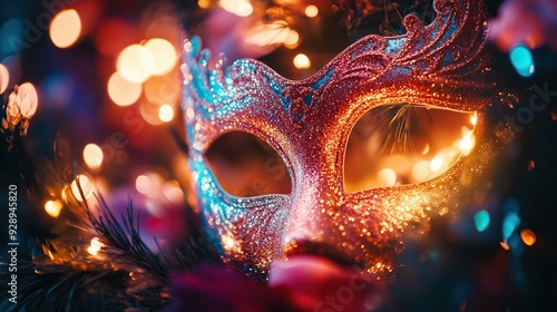 Close-up of a glittering masquerade mask