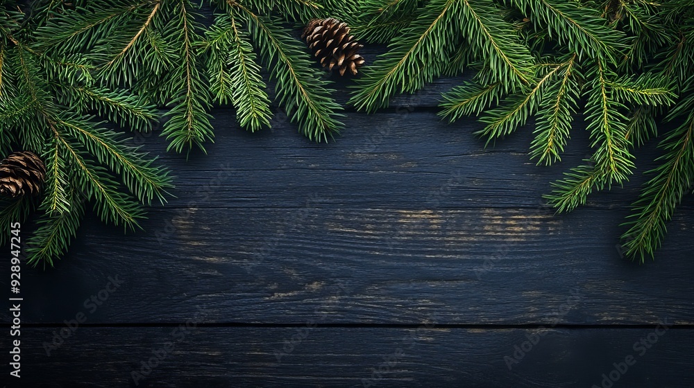 Christmas greens on antique wood Christmas greens on antique wood
