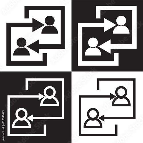 Replace person, staff change, replace worker simple line icon set on white and black background. vector illustration. EPS 10