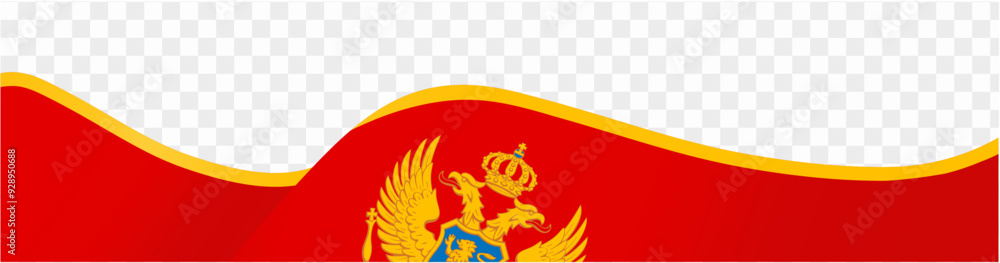 Fototapeta premium Montenegro flag wave isolated on png or transparent background vector illustration.