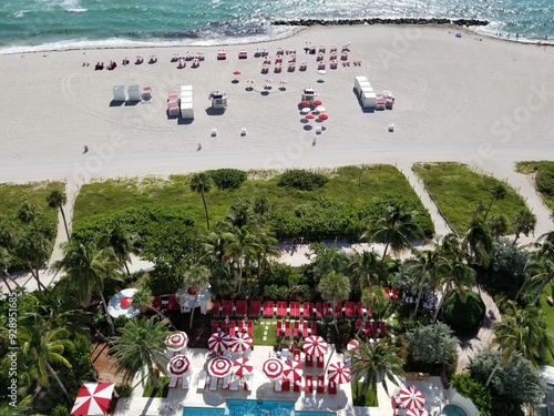 beach with umbrellas
