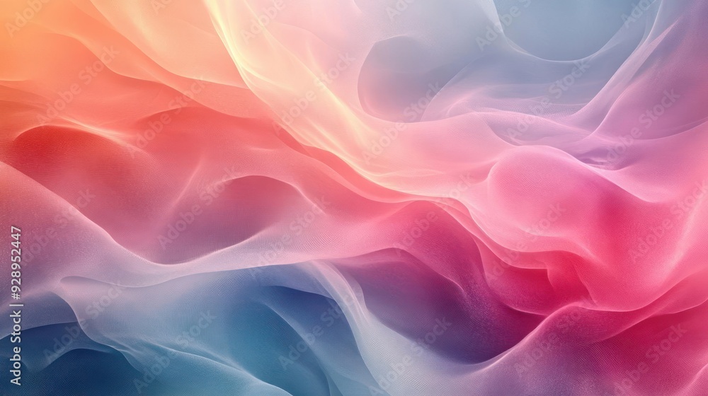 Obraz premium Vibrant, surreal, flowing artwork featuring abstract waves with pink, blue and purple hues.