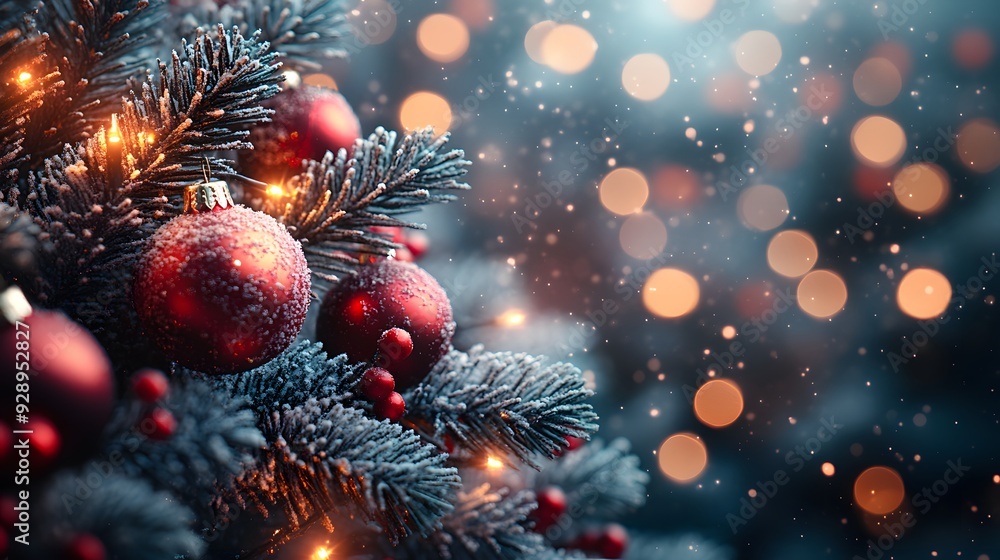 Radiant holiday background with Christmas and New Year themes, featuring winter decorations and bright colors for a festive greeting card. Radiant holiday background with Christmas and New Year themes, featuring winter decorations and bright colors for a festive greeting card.