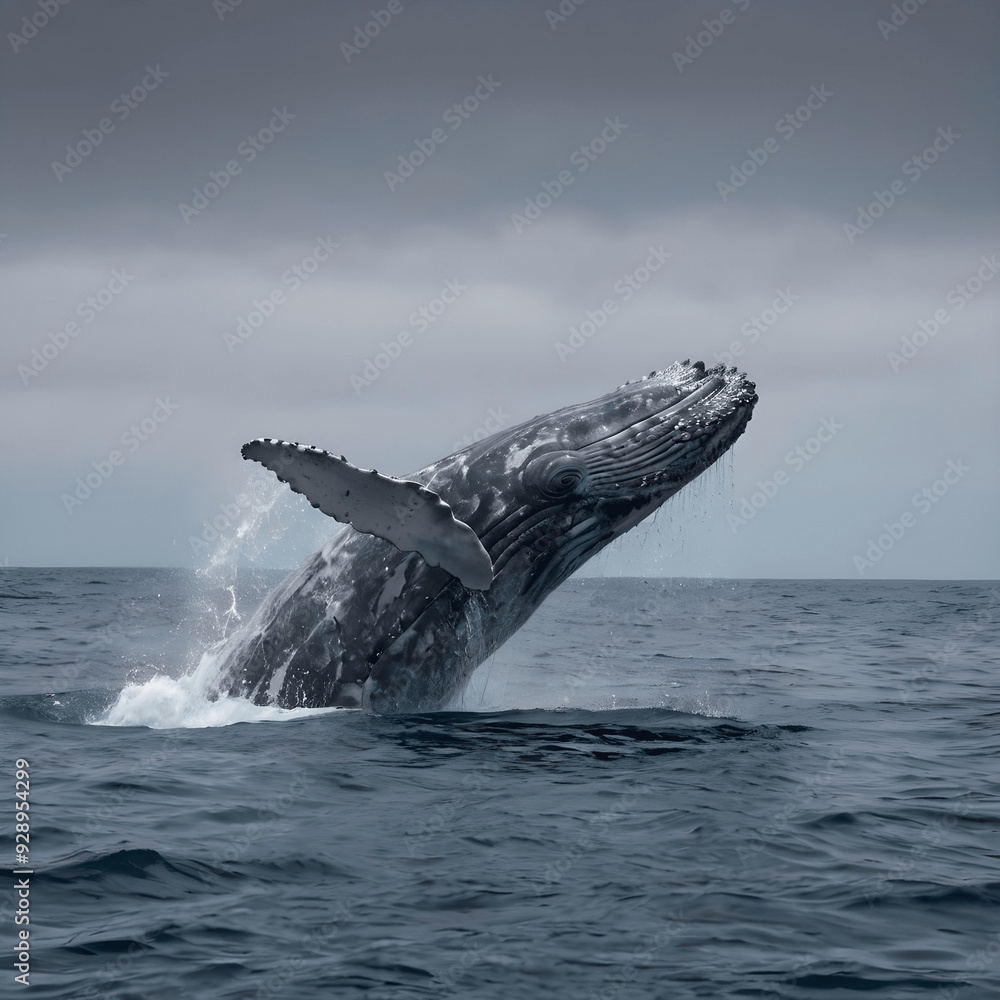 Naklejka premium grey whale in the sea