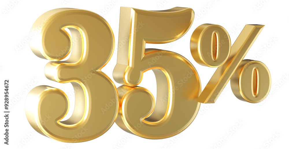 35 Percent Off Sale . Gold Number 3D Render 35 Percent Off Sale . Gold Number 3D Render