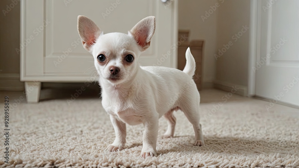 Fawn smooth coat chihuahua dog in the living room Fawn smooth coat chihuahua dog in the living room