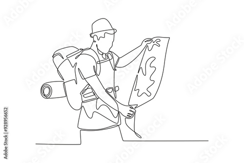 Traveling activity concept.. Single line draw design vector graphic illustration.