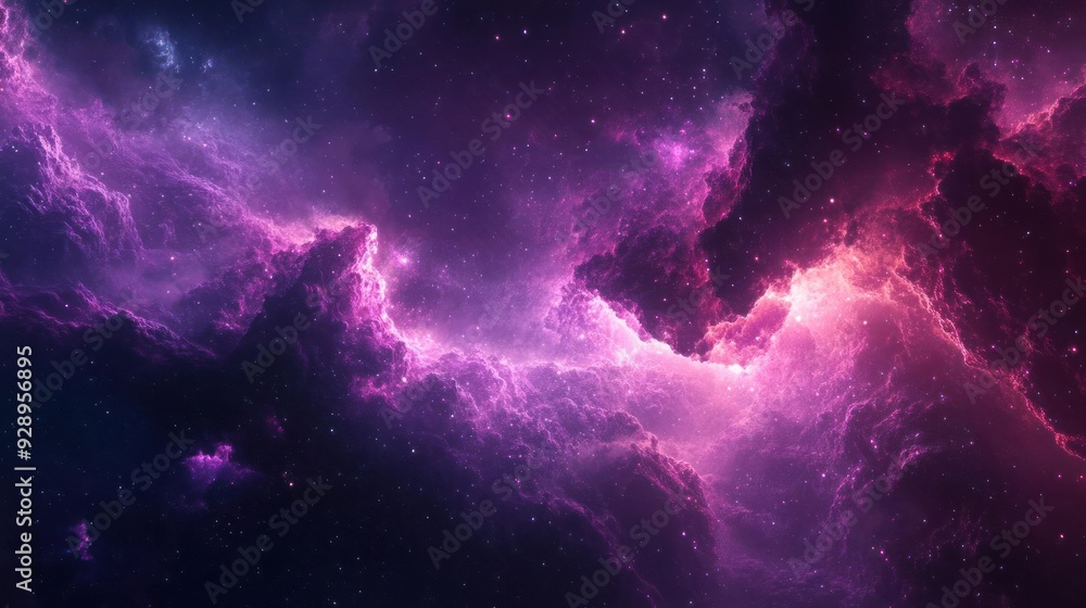 Fototapeta premium Vibrant nebula of stars in an interstellar void under a night sky.