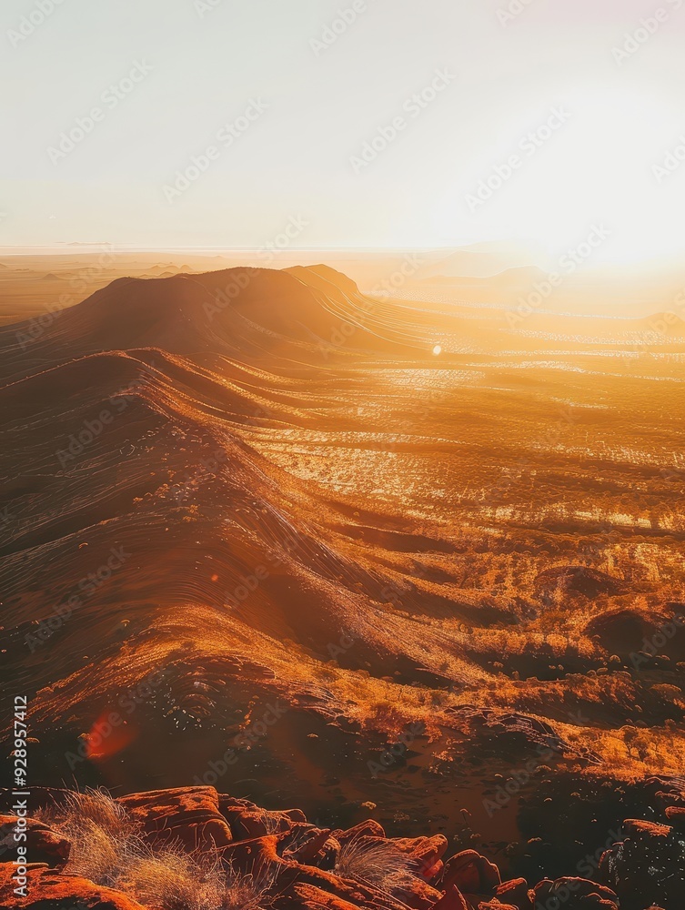 Fototapeta premium Magical Australian Outback Landscape at Golden Hour - Perfect for Adventure Tourism Promotions