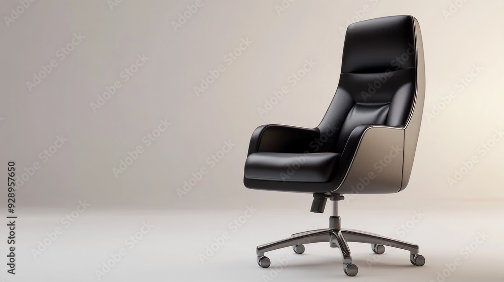 Black Leather Office Chair on a White Background Black Leather Office Chair on a White Background