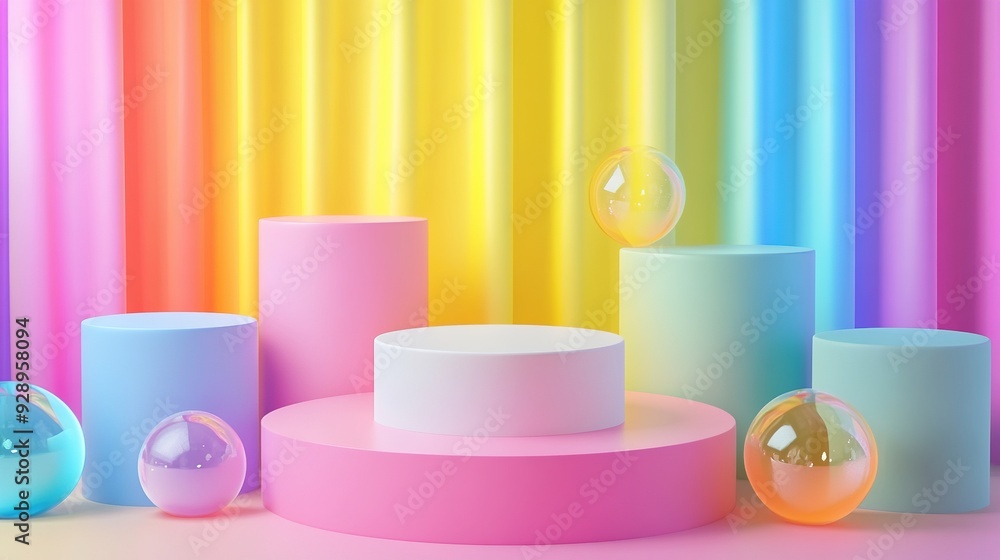Pastel Rainbow Podium Display Pastel Rainbow Podium Display