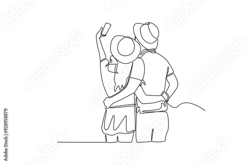 Traveling activity concept. Single line draw design vector graphic illustration.