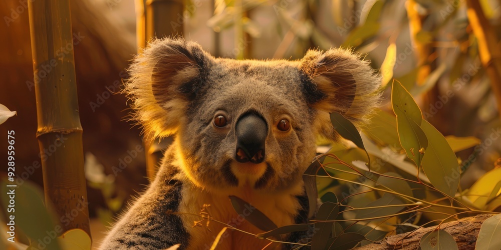 Fototapeta premium Close up of a Koala in the Bamboo Lemur Habitat