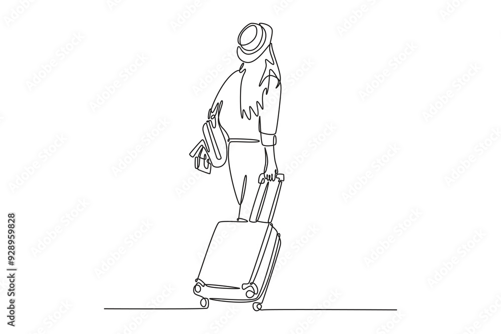 Traveling activity concept. Single line draw design vector graphic illustration. Traveling activity concept. Single line draw design vector graphic illustration.