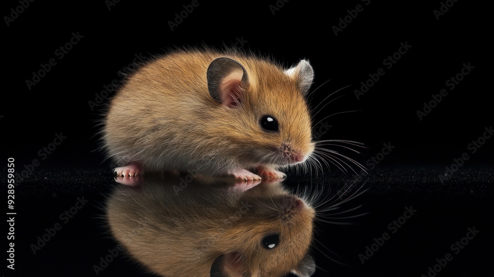 Cute Little Mouse Gazing at Its Reflection Cute Little Mouse Gazing at Its Reflection