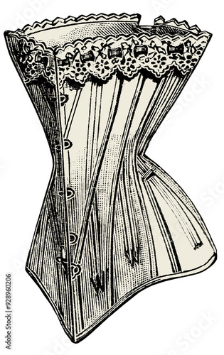 Quadro su tela vintage corset illustration isolated on transparent background