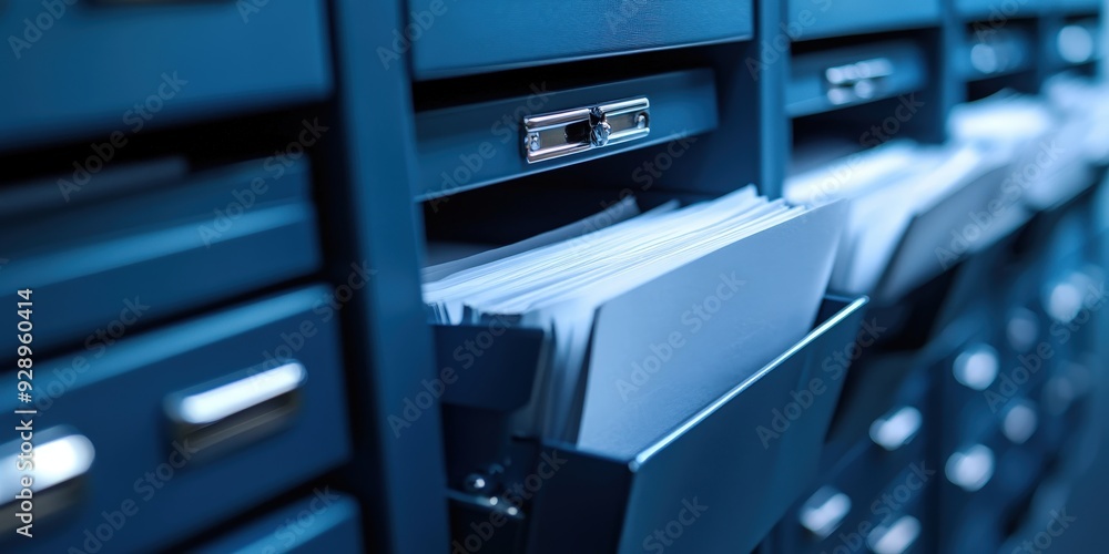 metal file cabinets with open digital documents in the background, metal file cabinets with open digital documents in the background,