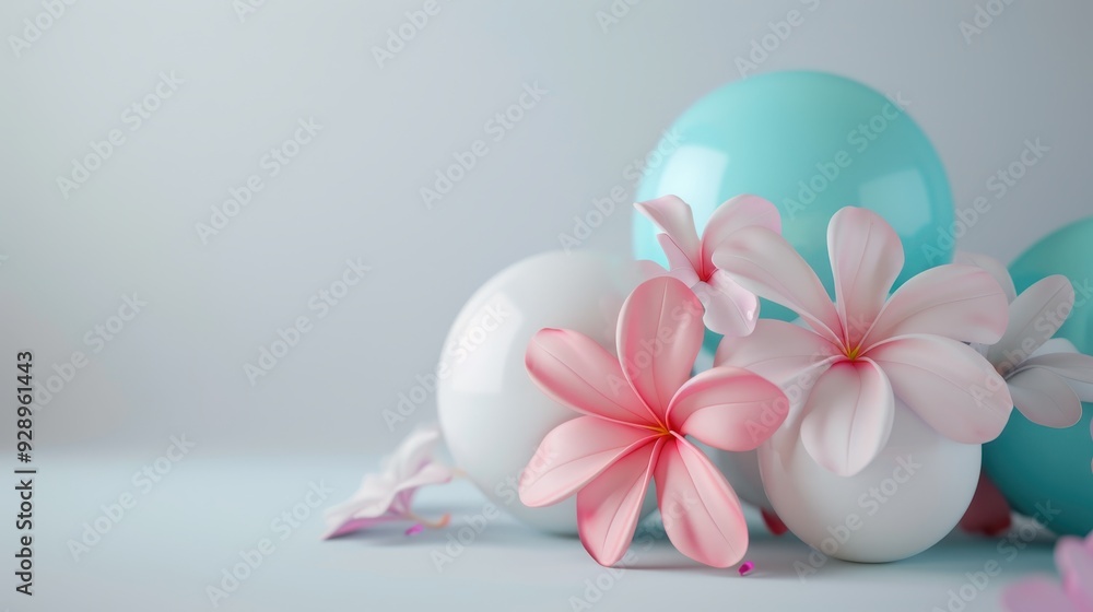 Plumeria flowers and spherical objects Plumeria flowers and spherical objects