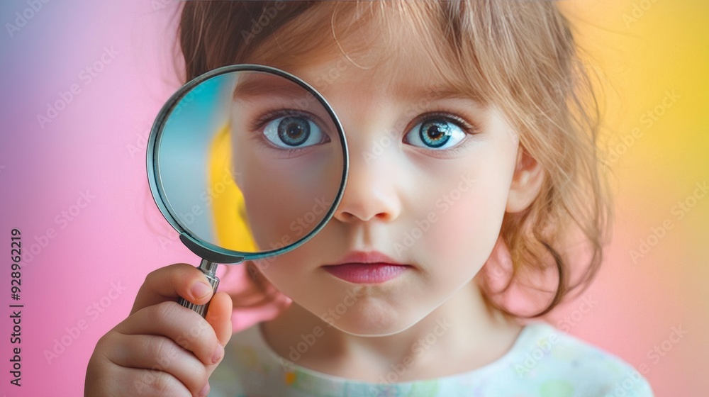 Curious Child Holding a Magnifying Glass Curious Child Holding a Magnifying Glass