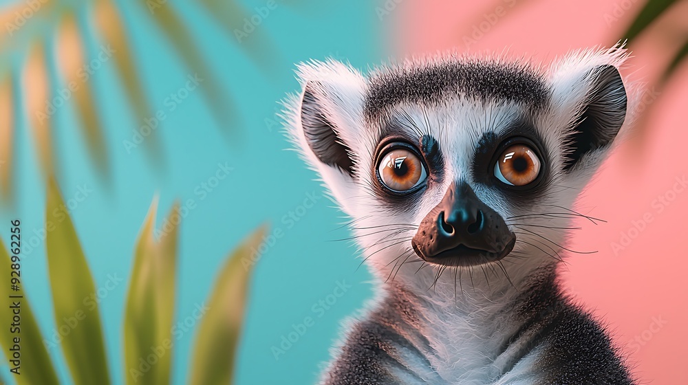 Close-Up Portrait of a Curious Ring-Tailed Lemur. Close-Up Portrait of a Curious Ring-Tailed Lemur.