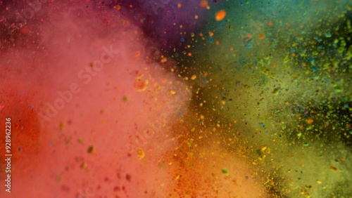 Colored powder dust abstract background . Freeze motion.