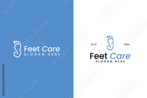 modern feet care icon logo vector design template with line art, silhouette and elegant styles for treatment, pedicure, manicure and therapy business isolated on white background