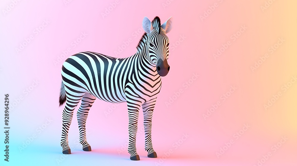 Zebra on a Pink and Blue Gradient Background. Zebra on a Pink and Blue Gradient Background.