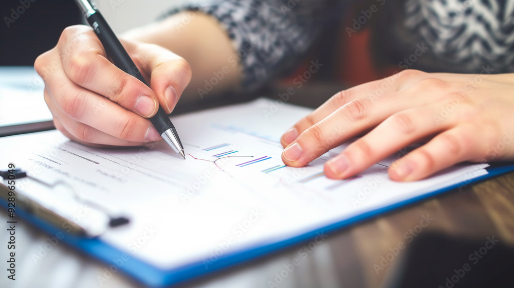 Woman drawing a business graph Woman drawing a business graph