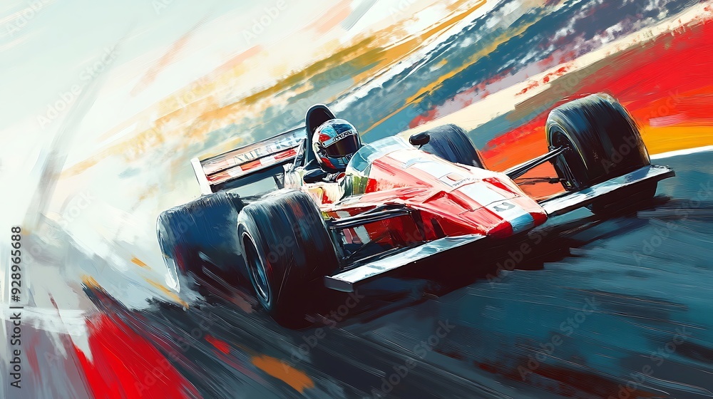 Racing to Victory: Skilled Race Car Driver Maneuvering Through Track with Speed and Precision Racing to Victory: Skilled Race Car Driver Maneuvering Through Track with Speed and Precision