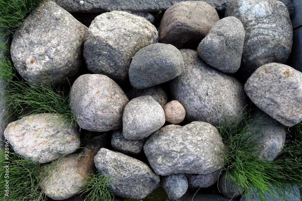 Large stones used as outdoor lanscape decoration. Large stones used as outdoor lanscape decoration.
