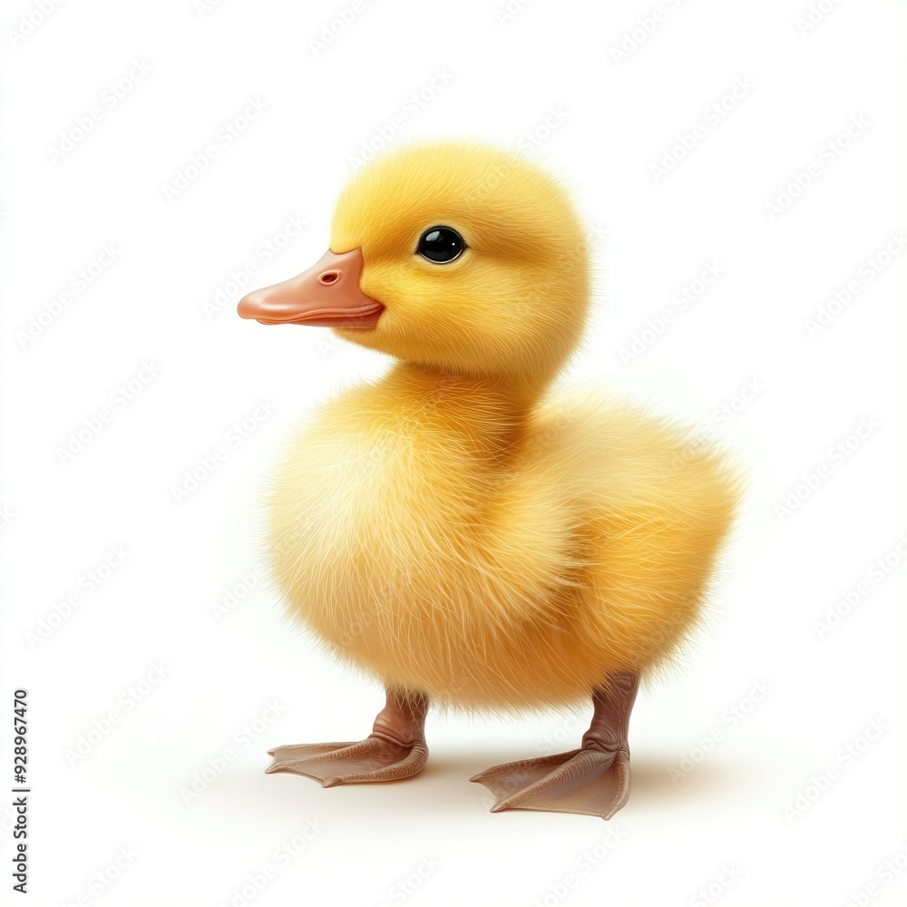 A Baby Duckling Standing on a White Background A Baby Duckling Standing on a White Background