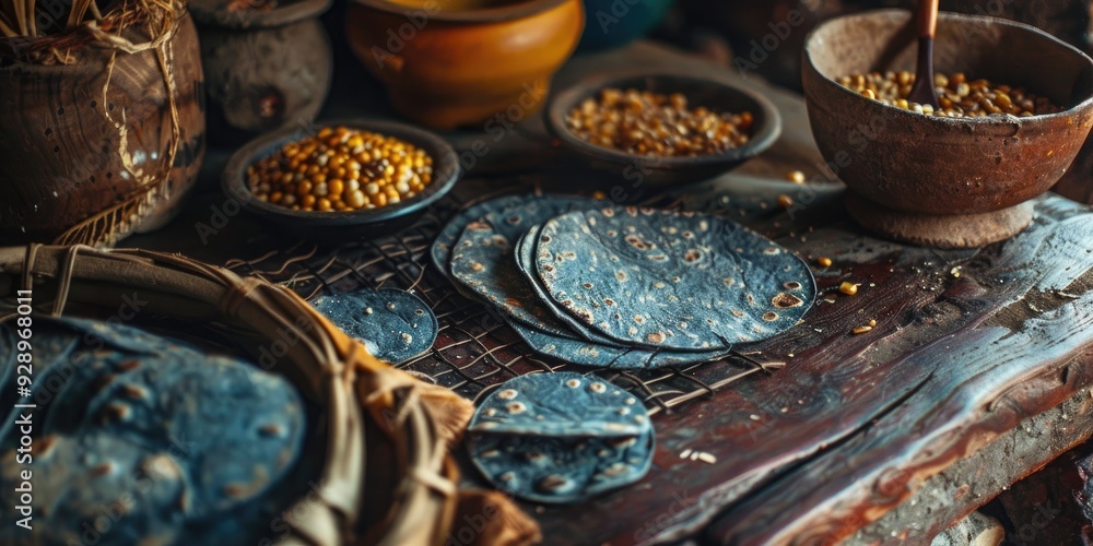 Blue Corn Tortillas Traditional Food from Latin America Made with Nixtamalized Corn Blue Corn Tortillas Traditional Food from Latin America Made with Nixtamalized Corn