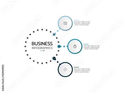 Business infographic template. concept 3 options cycle with icons.