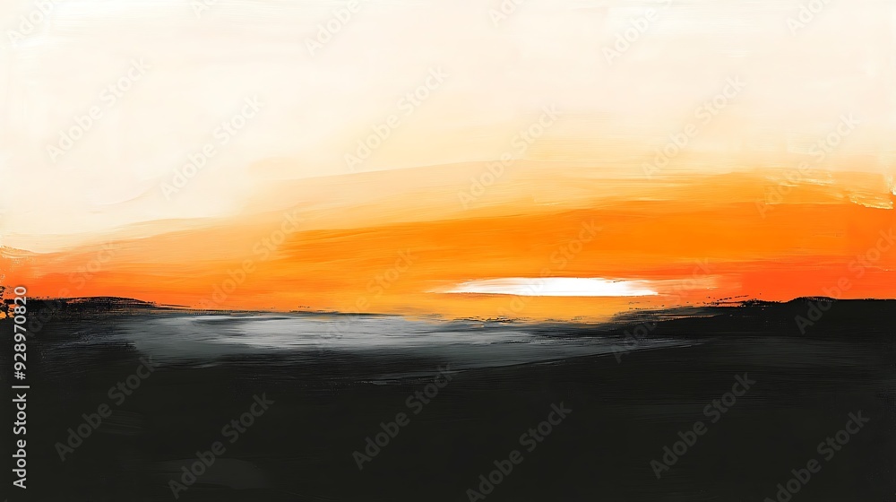 Obraz premium Tranquil Desert Sunset: Minimalist Abstract Painting
