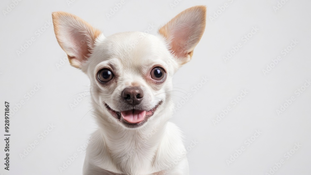 Portrait of Fawn smooth coat chihuahua dog on grey background Portrait of Fawn smooth coat chihuahua dog on grey background