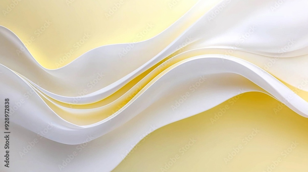 A close-up of a yellow and white background features wavy white and yellow lines on the left side A close-up of a yellow and white background features wavy white and yellow lines on the left side