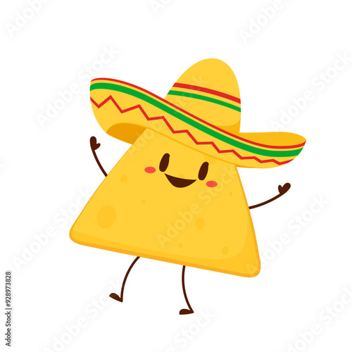 Nacho character design. Nachos on white background.