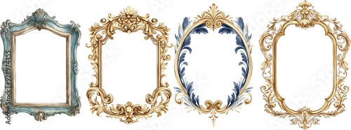 antique gold frame watercolor illustration