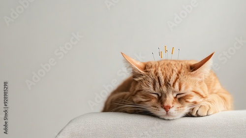 A cat enjoying the benefits of acupuncture as part of a holistic pet care routine