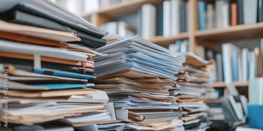 Stacks of documents and document clutter in the office. Stacks of documents and document clutter in the office.