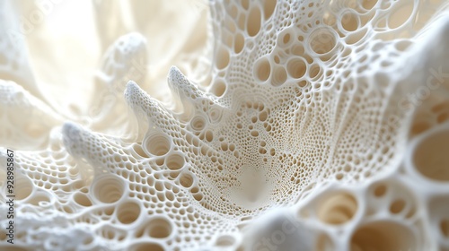 Elegant Lace Patterns in Creams and Beiges - Abstract 3D Render with Soft Shadows