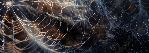 Close-Up of Fragile Spider Silk Strands #928986855