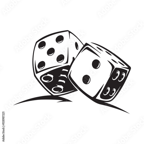 Dice Vectors and Illustrations. Black and white Dice Vector Stock Illustrations