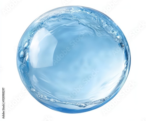 Wallpaper Mural A round drop of blue water on white background , Blue serum serum texture, transparent blue liquid gel drop Torontodigital.ca