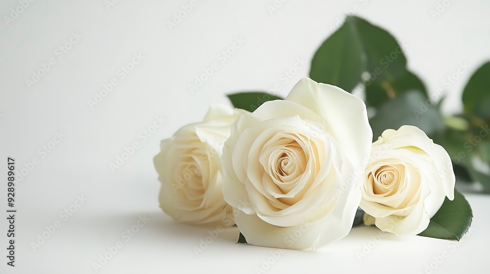 A white rose bouquet with a white background