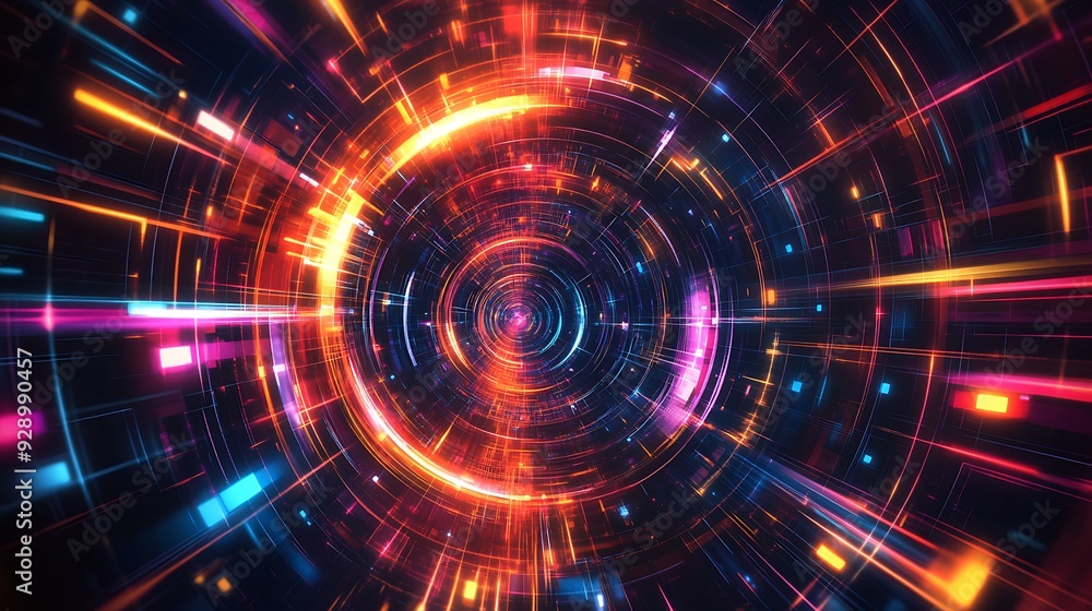 Futuristic Sci-Fi Frame with Dynamic Holographic Effects - Vector Illustration on Black Background Futuristic Sci-Fi Frame with Dynamic Holographic Effects - Vector Illustration on Black Background