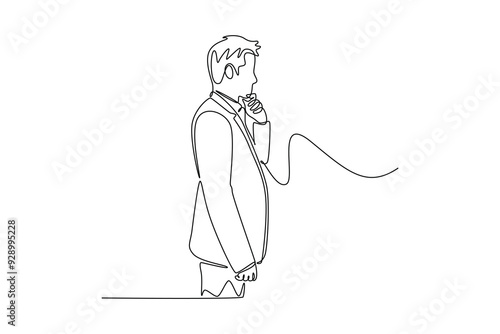 Starting a Business concept. Single line draw design vector graphic illustration.